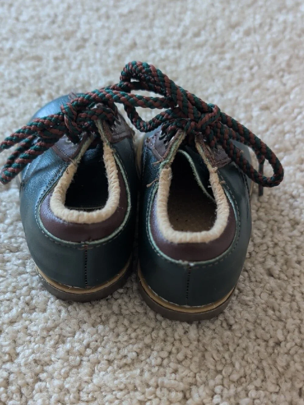 Vintage Style Infant Leather Oxford Shoes Dark Green Size 2
